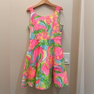 Lilly Pulitzer Girls' Bright Pink Floral Sleeveless Fit-and-Flare Dress